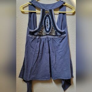 Drape front beaded & embroidered drape vest